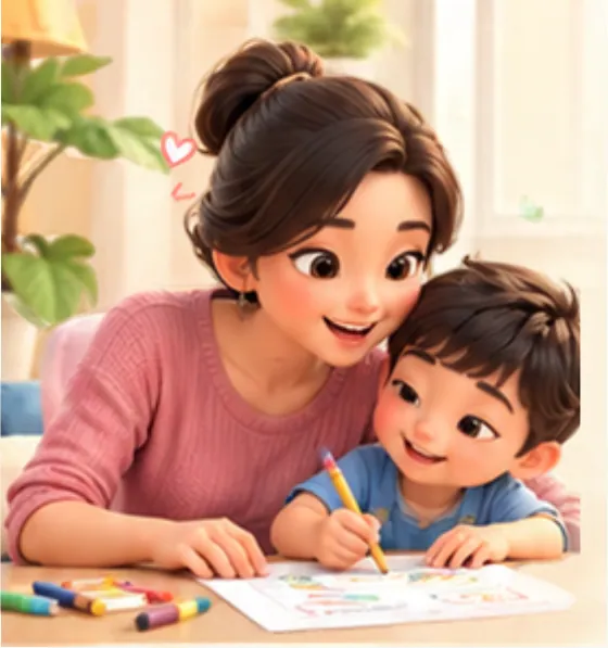 Bunda dan si kecil menggambar bersama