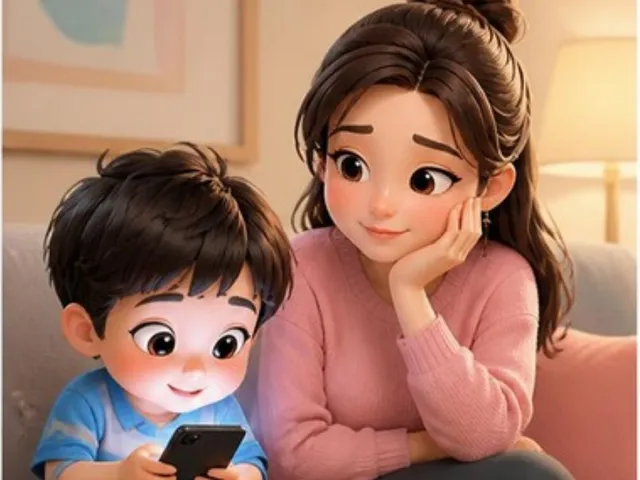 Si kecil asyik menatap HP